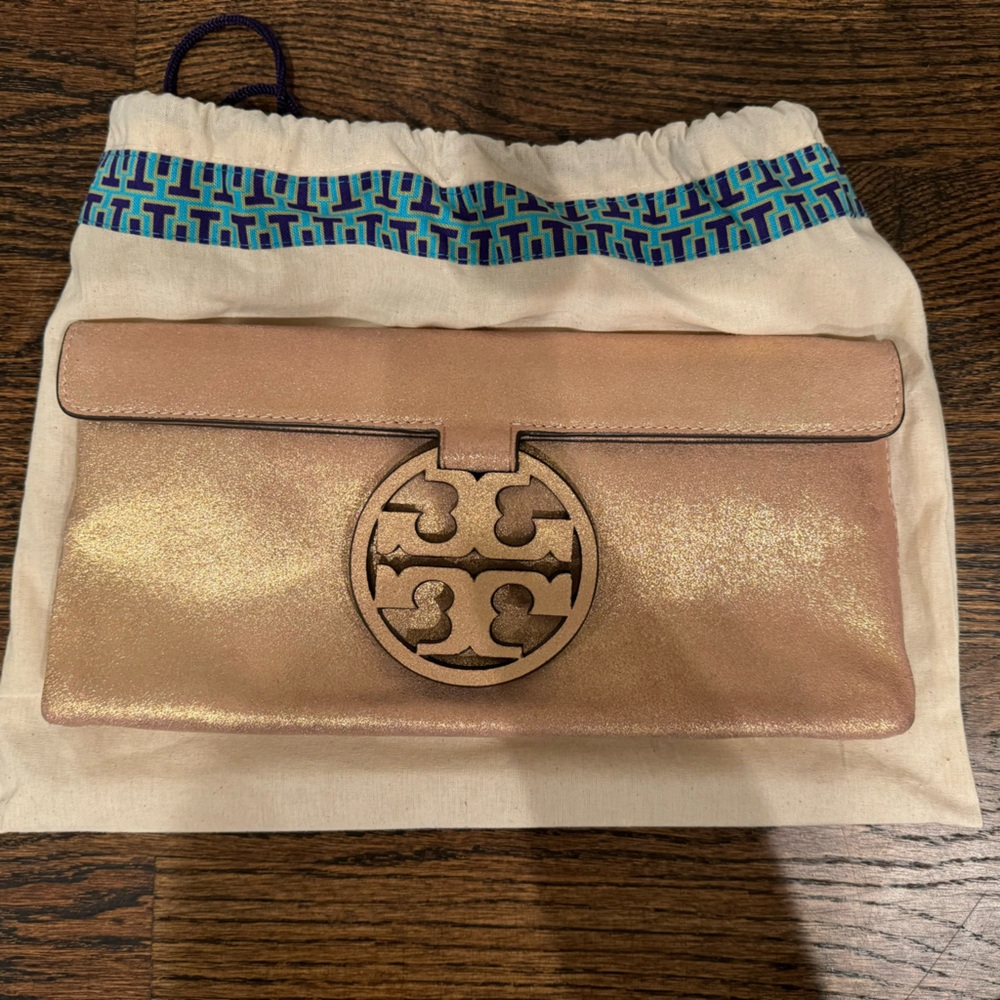 Tory Burch Miller Rose Gold Metallic Clutch